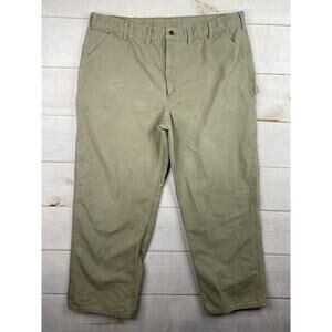 Carhartt Carpenter Pants Mens 44x32 Canvas Dungaree B11 Desert Beige Work VTG